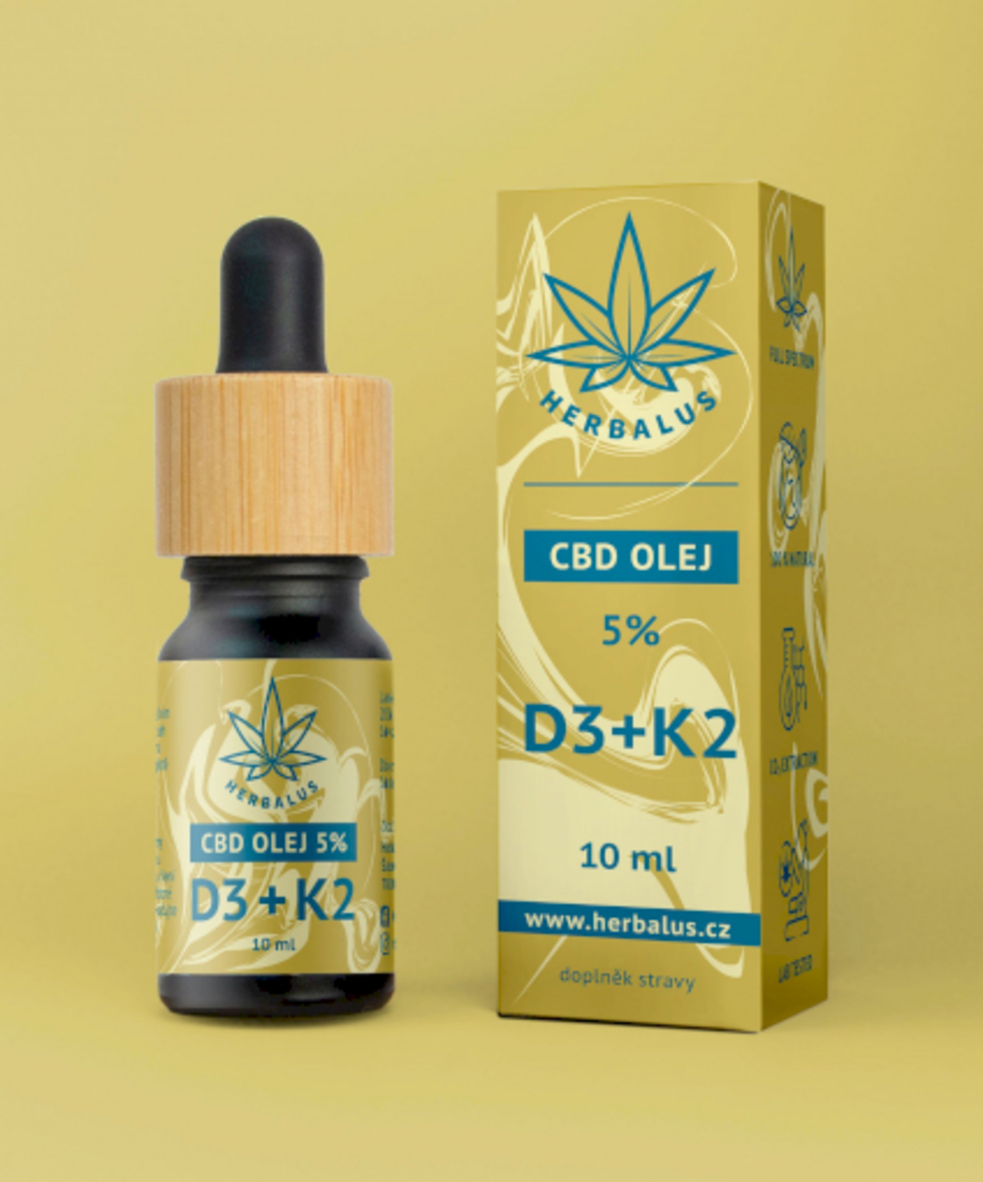 Herbalus CBD Olej 5 % s vitamíny D3 + K2 10 ml