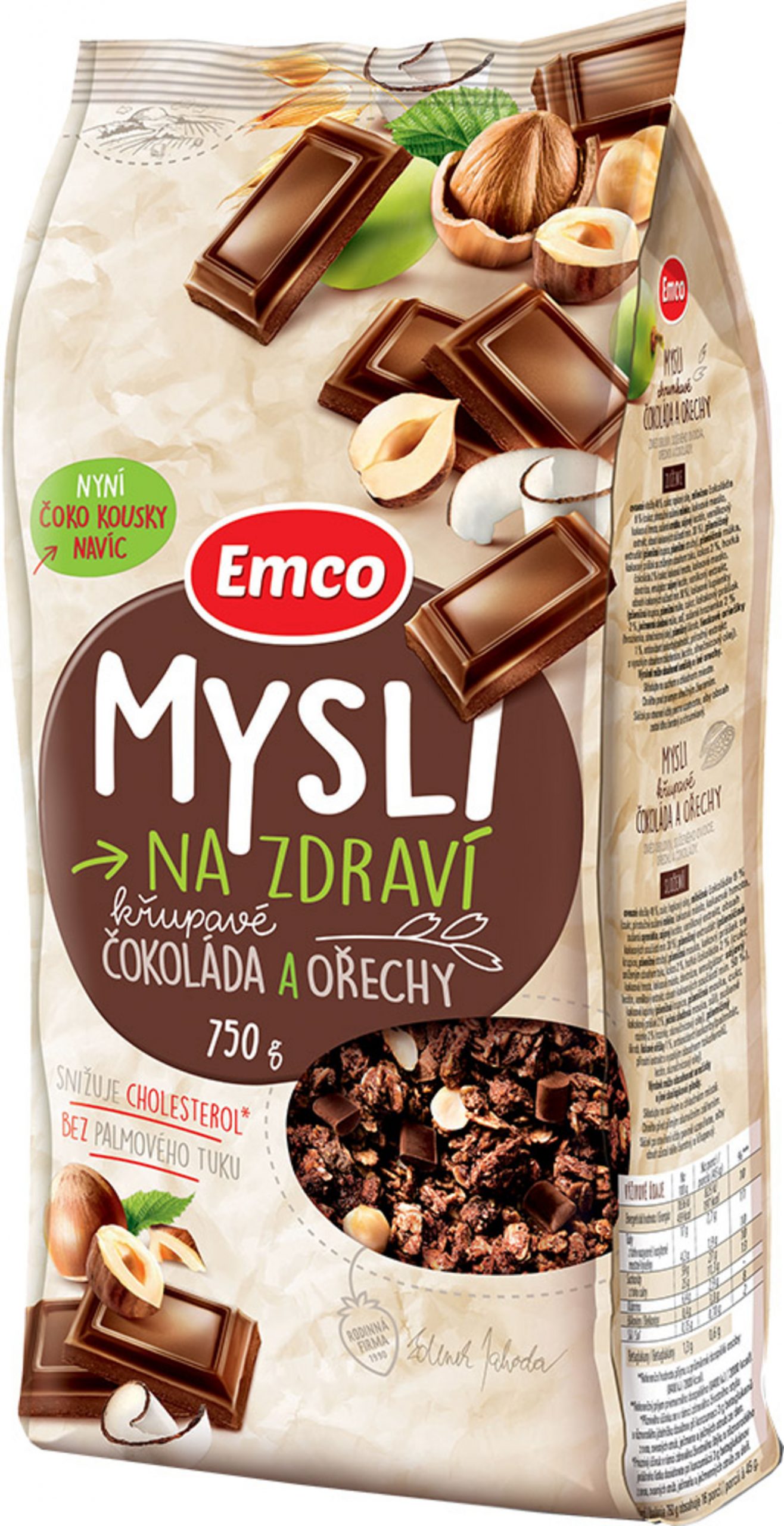 Emco Mysli  - Čokoláda a ořechy 750 g - expirace