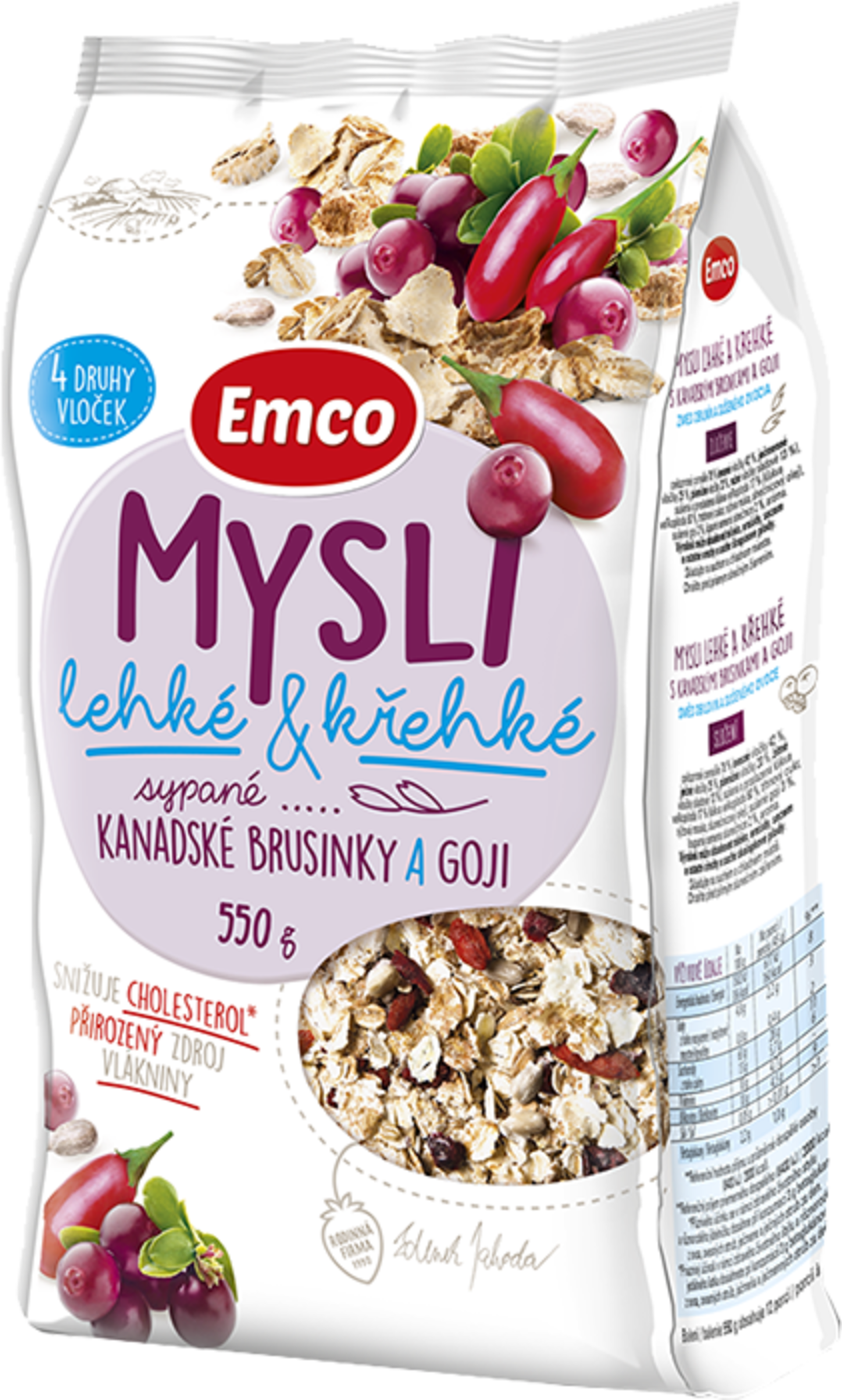 Emco Mysli Sypané lehké a křehké - Kanadské brusinky a goji 550 g - expirace