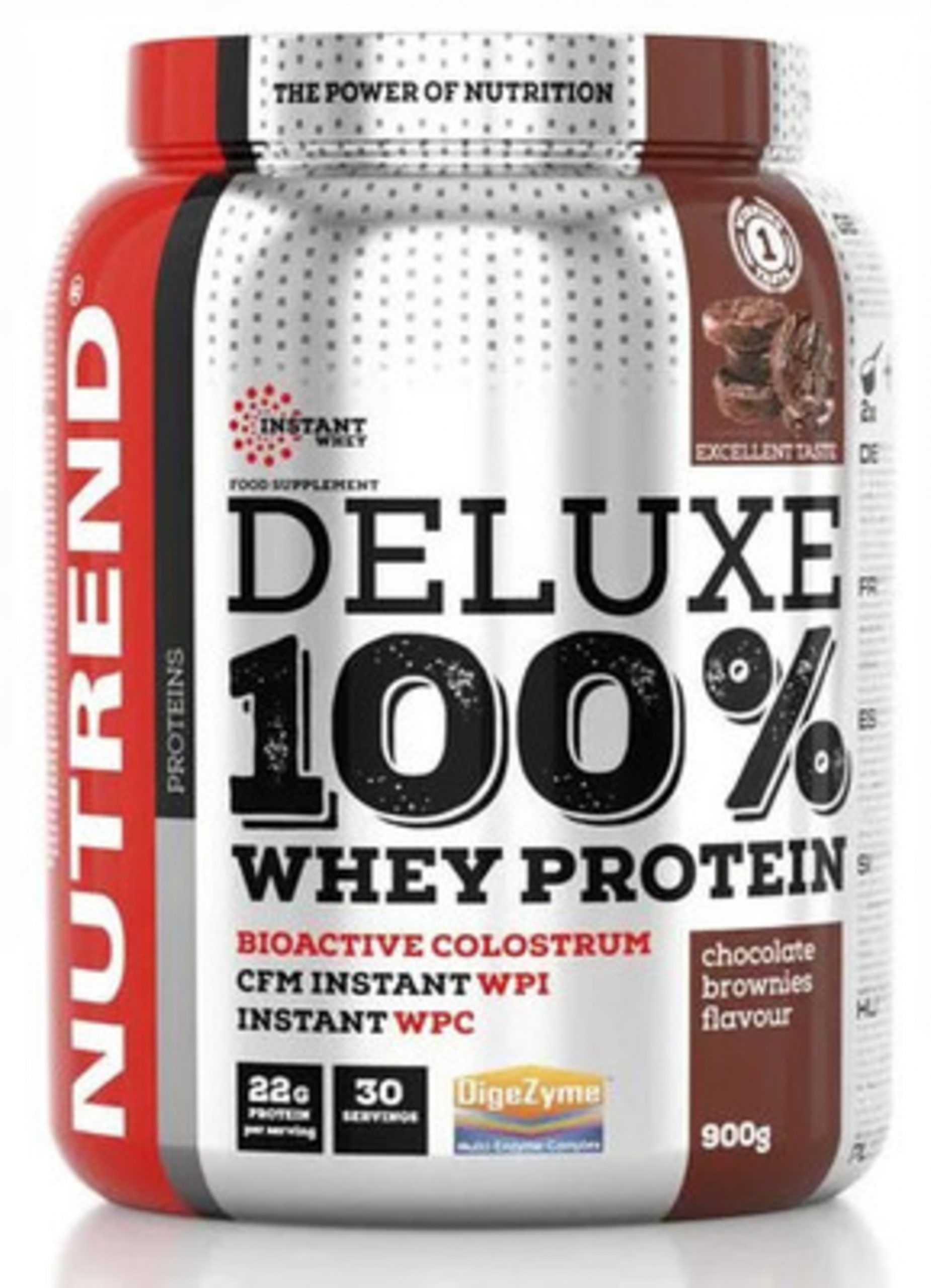 Nutrend Deluxe 100% Whey  Čokoláda + Mandle 900 g - expirace