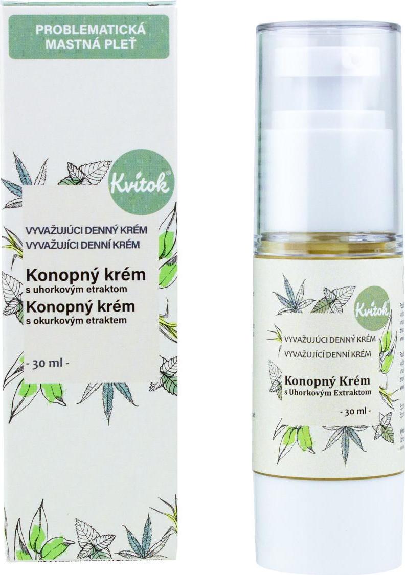 Kvitok Konopný denní krém s okurkovým extraktem 30 ml