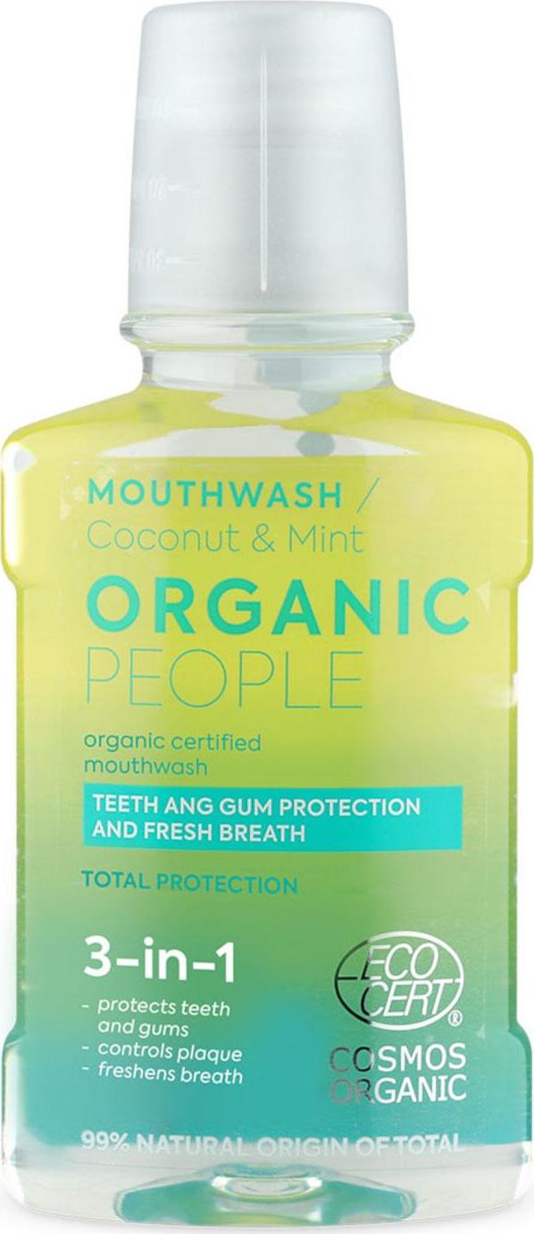 Organic People Organická certifikovaná ústní voda Kokos a Máta 250 ml