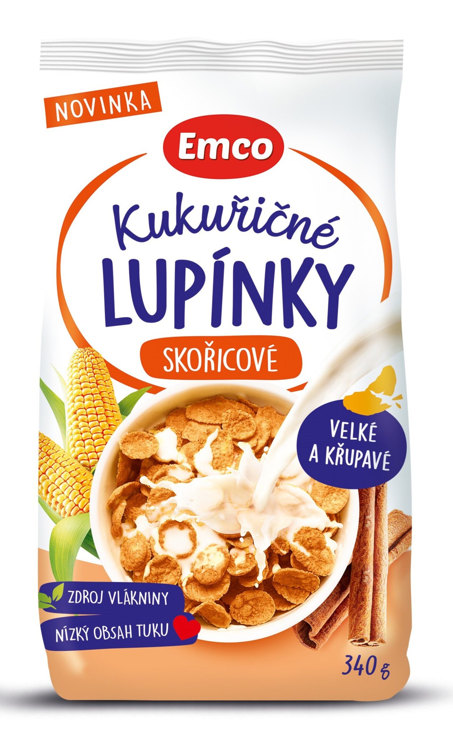 Emco Kukuřičné lupínky skořicové 340 g