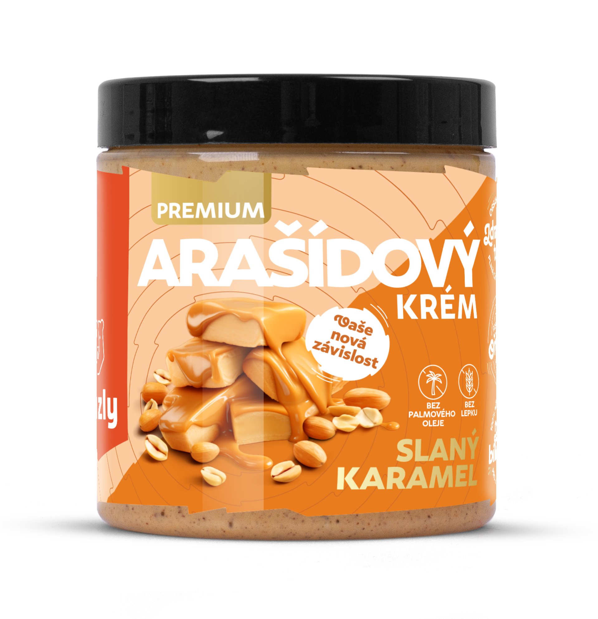 GRIZLY Arašídový krém slaný karamel premium 250 g