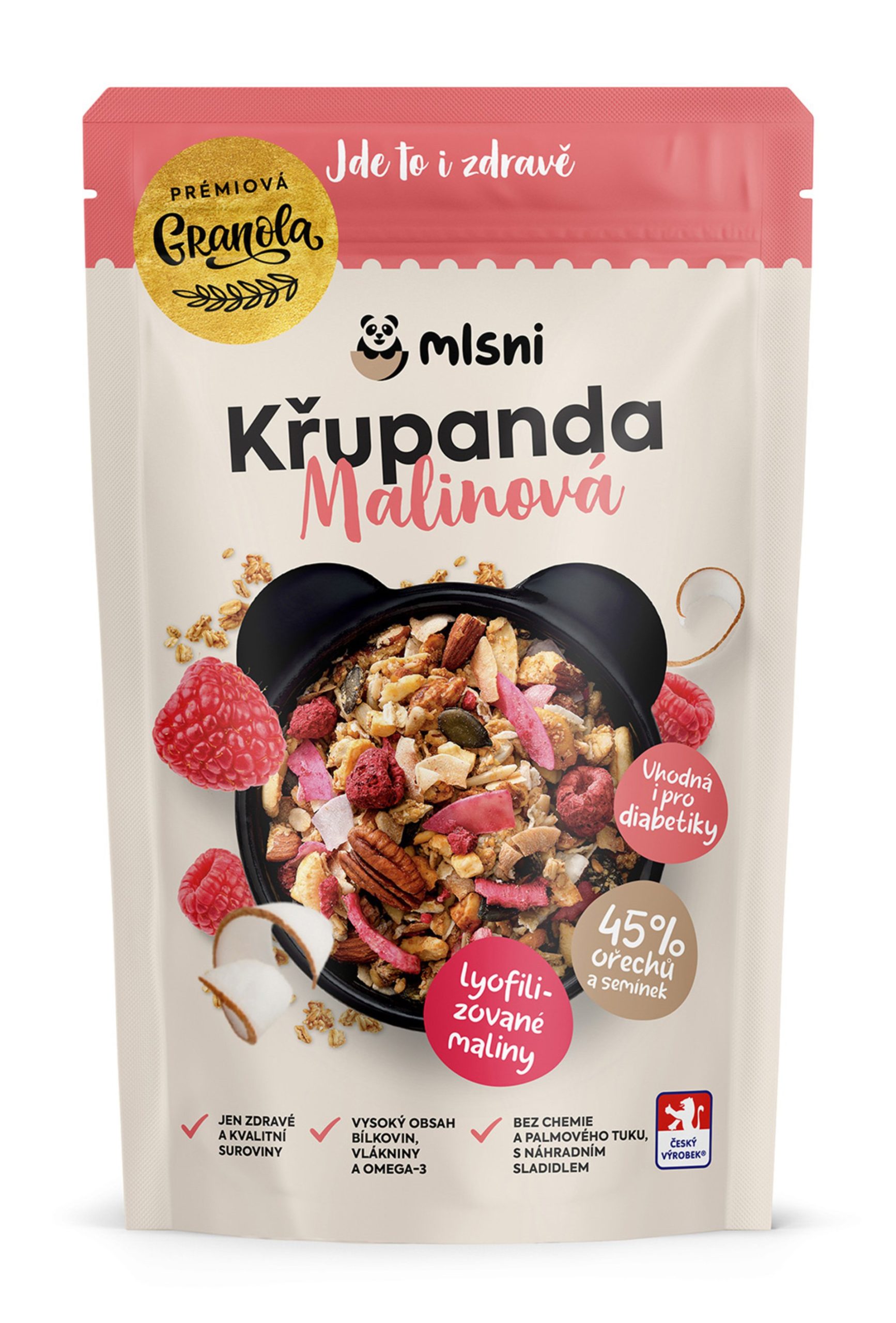 Mlsni Prémiová granola Křupanda malinová DIA 400 g