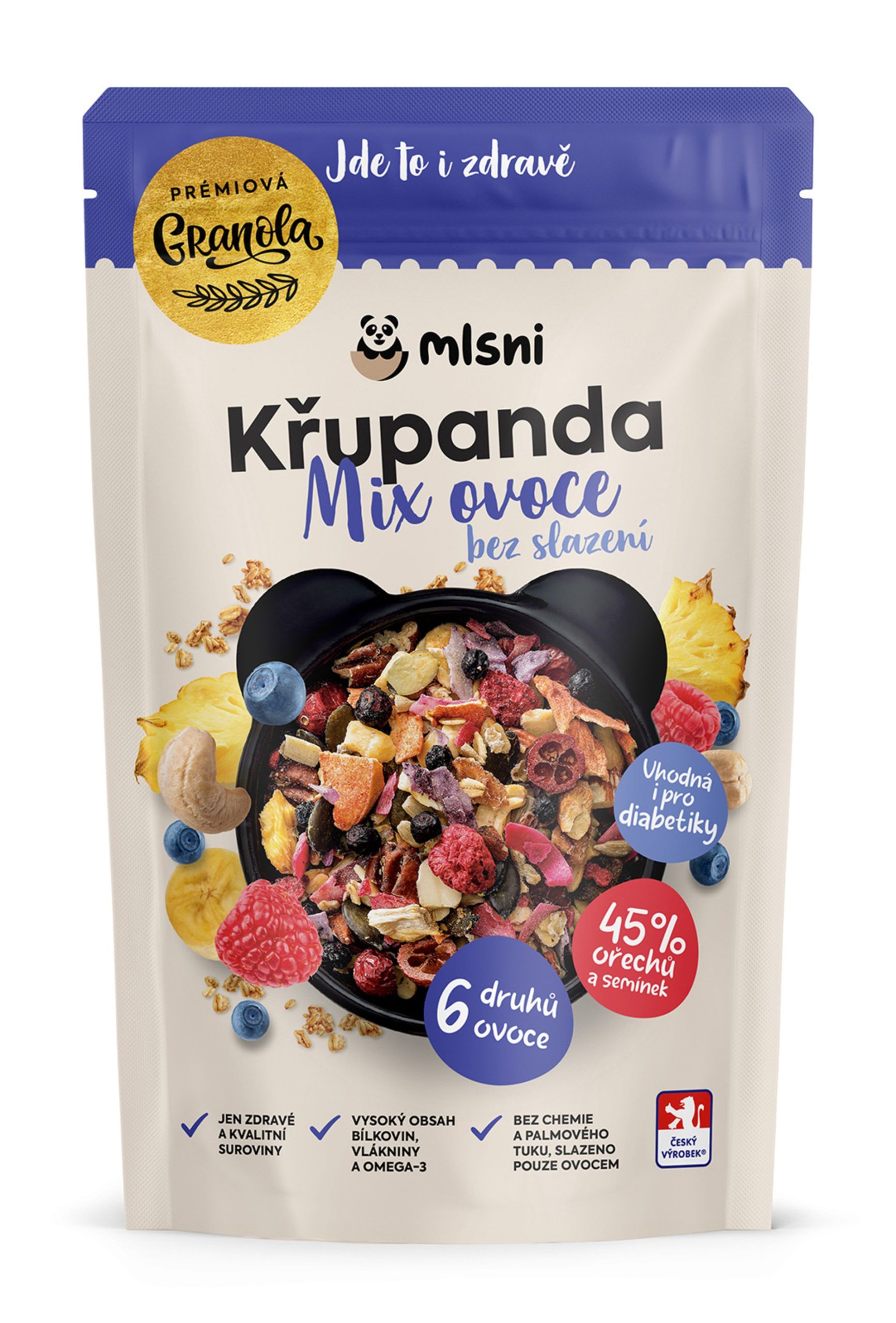 Mlsni Prémiová granola Křupanda mix ovoce bez slazení 400 g