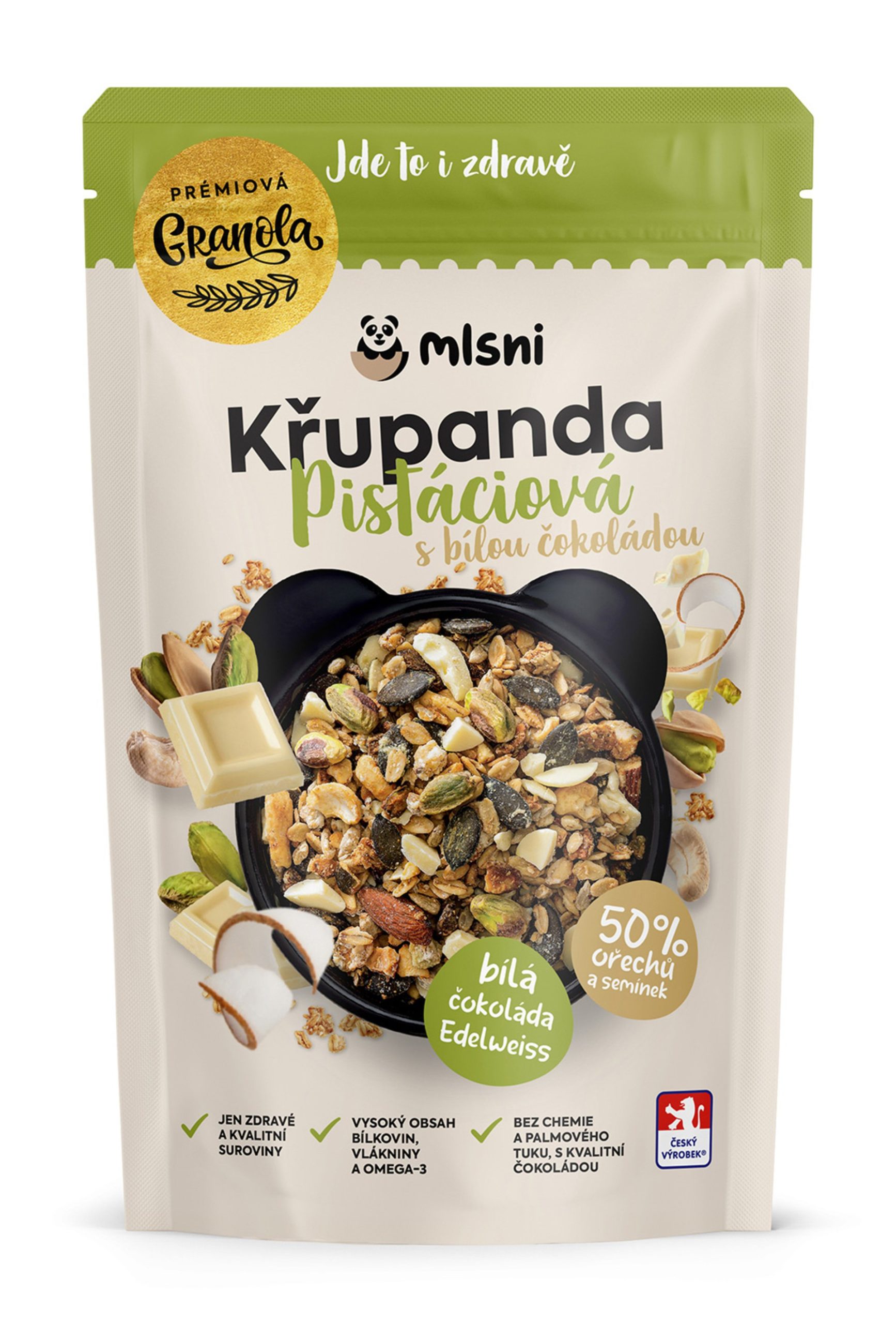 Mlsni Prémiová granola Křupanda pistáciová s bílou čokoládou 400 g