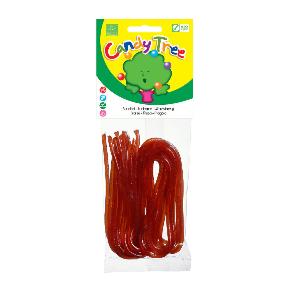 Provázky s příchutí jahod 75 g BIO   CANDY TREE Candy Tree