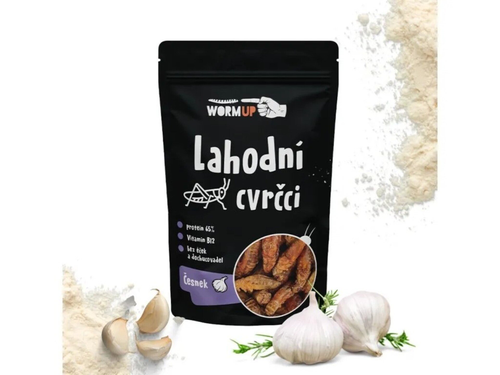 WormUP Lahodní cvrčci česnek 80 g