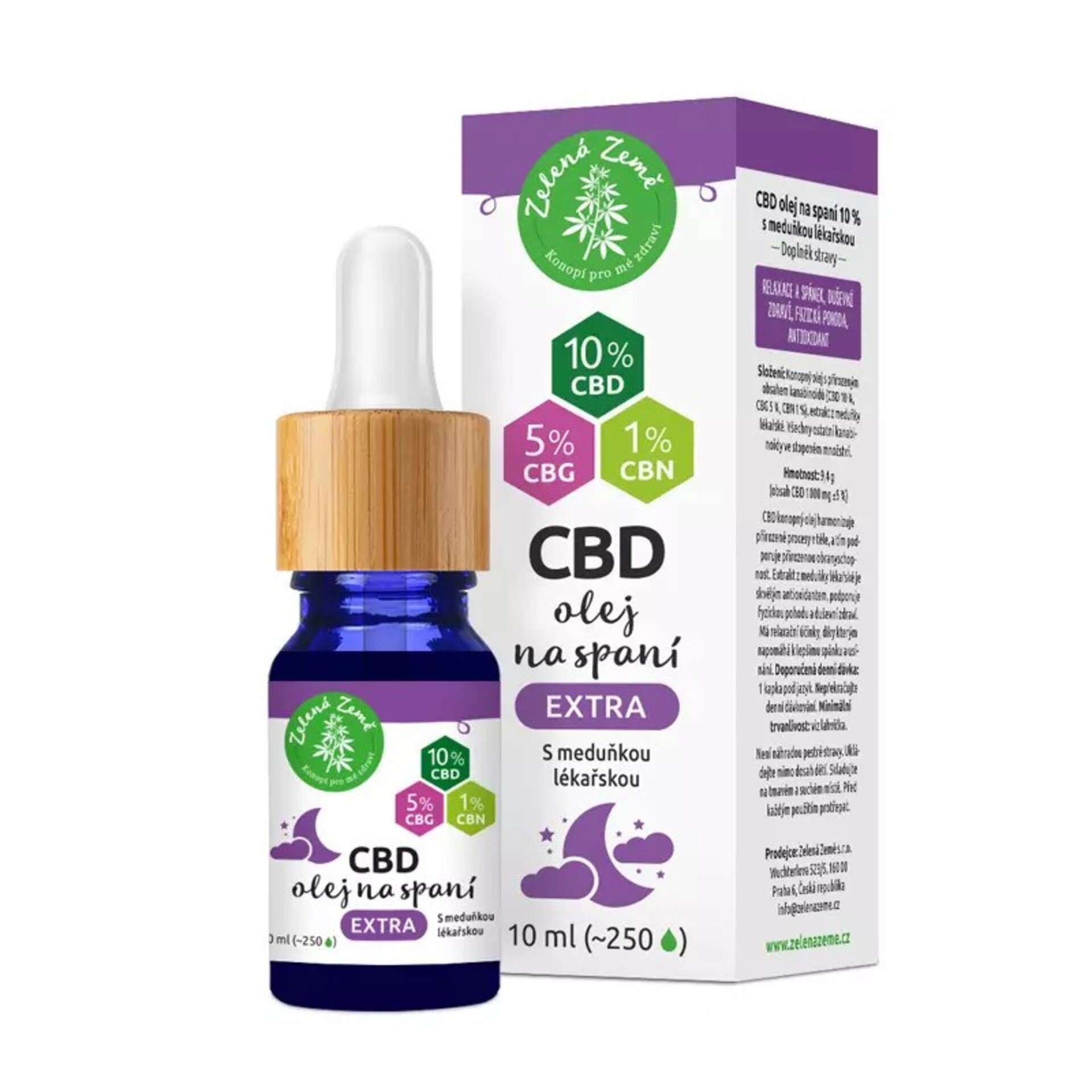 Zelená země CBD kapky na spaní extra 10 ml