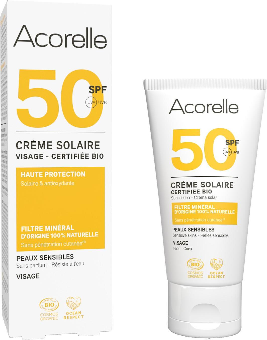 Acorelle Opalovací krém na obličej SPF 50 50 ml