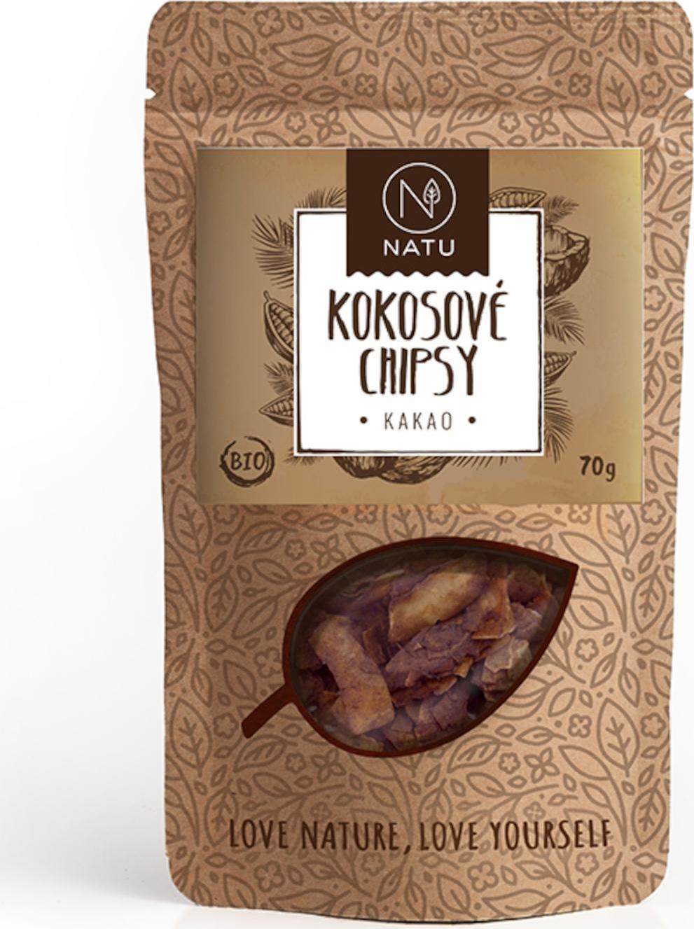 NATU Kokosové chipsy BIO - kakao 70 g