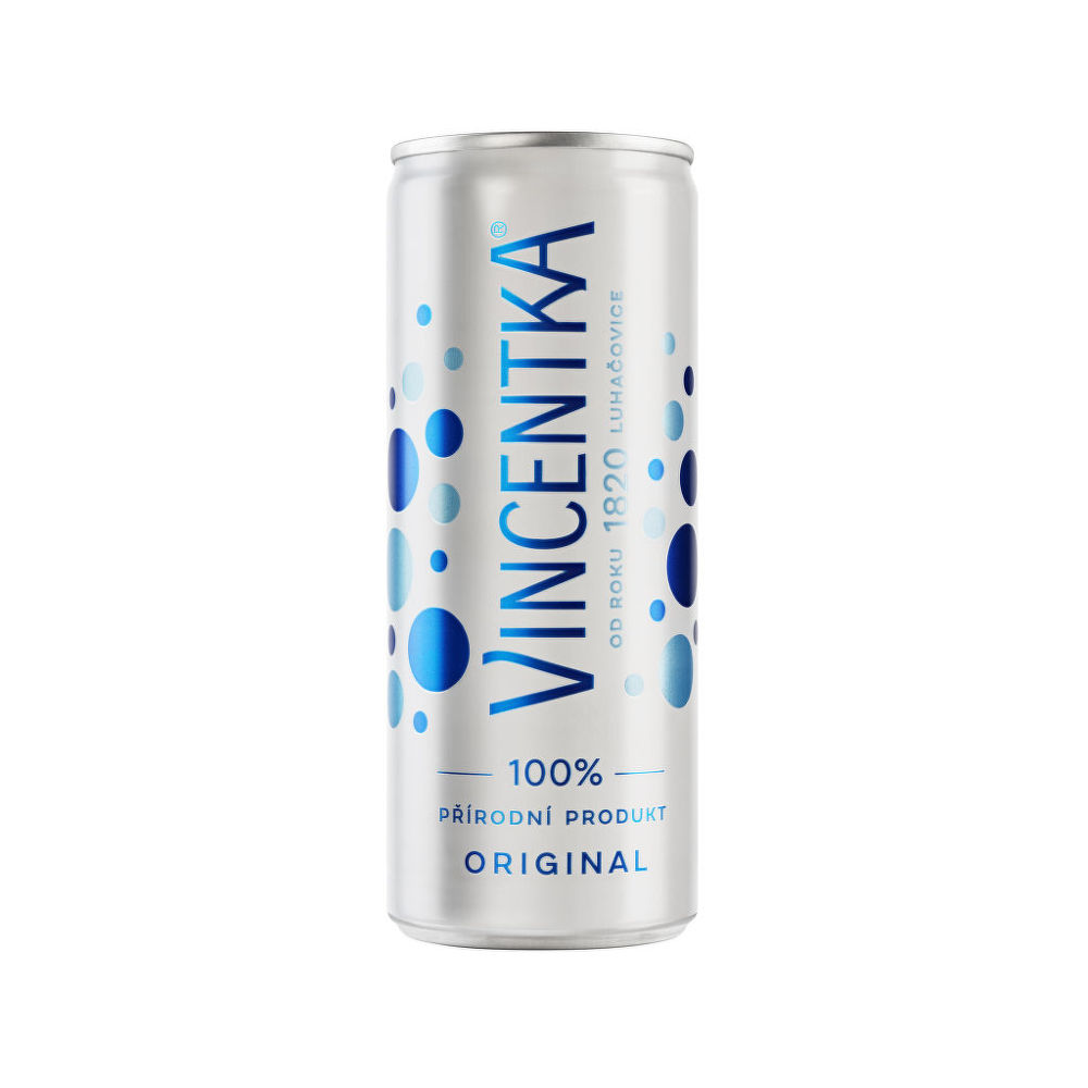 Vincentka minerální voda plech 250 ml   VINCENTKA Vincentka