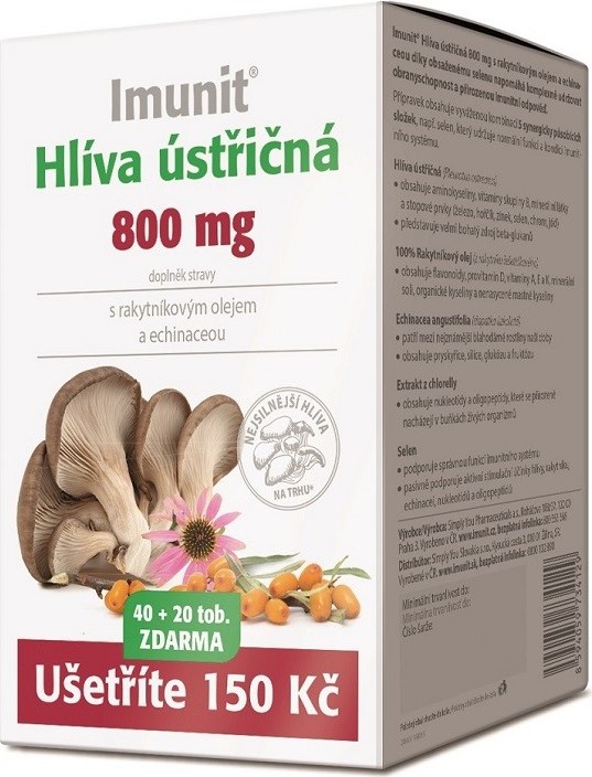 Imunit Hlíva ústřičná 800mg s rakytníkovým olejem a echinaceou 40+20 tob.