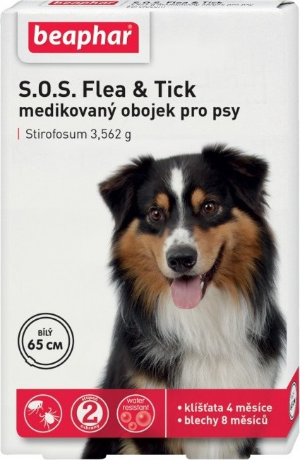 SOS Flea and Tick 3.562g obojek pro psy 65cm