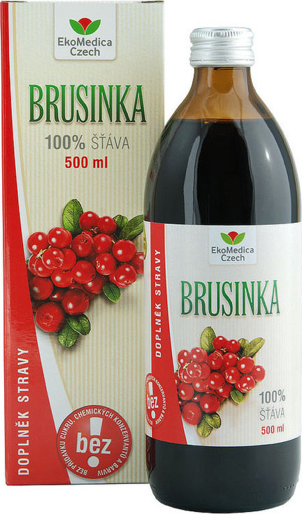 Brusinka 100% šťáva 500ml EKOMEDICA