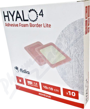 HYALO4 SILICONE ADHESIVE BORDER LITE FOAM DRESSING 10 X 10 CM ODLEHČENÉ ADHEZIVNÍ PĚNOVÉ KRYTÍ SE SILIKONEM A LE