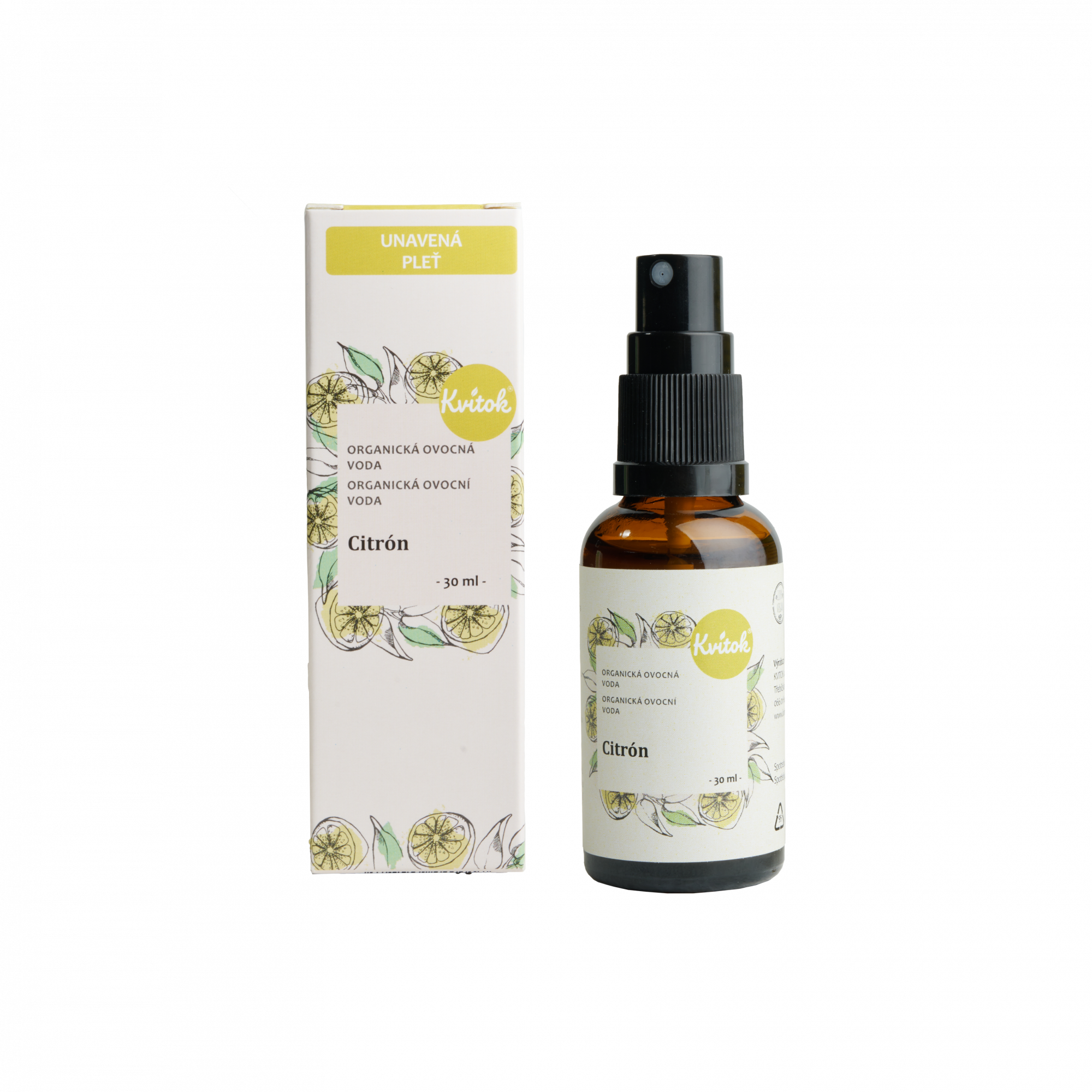 Kvitok Ovocná voda - citron BIO - 30 ml