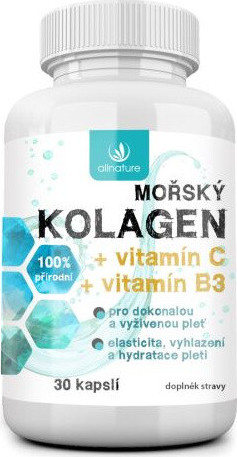 Allnature Mořský kolagen + Vitamin C + Vitamin B3 30 kapslí