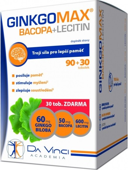 GinkgoMAX + Bacopa + Lecitin Da Vinci Academia 90+30 tobolek