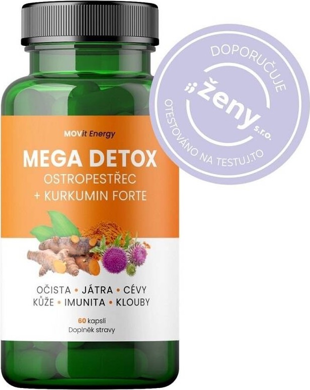 MOVit Mega Detox Ostropestřec + Kurkumin FORTE 60 kapslí