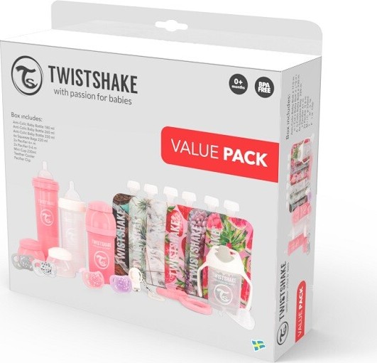 Twistshake sada lahviček růžová 16ks