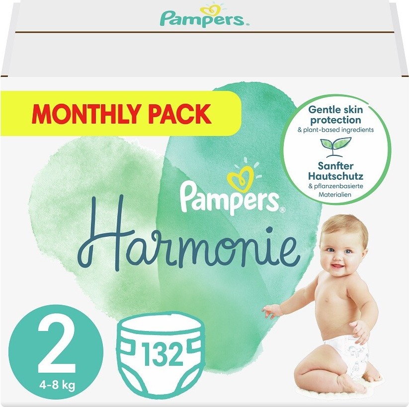 Pampers Harmonie 2 Plenky 4-8 kg měsíční balení 132 ks