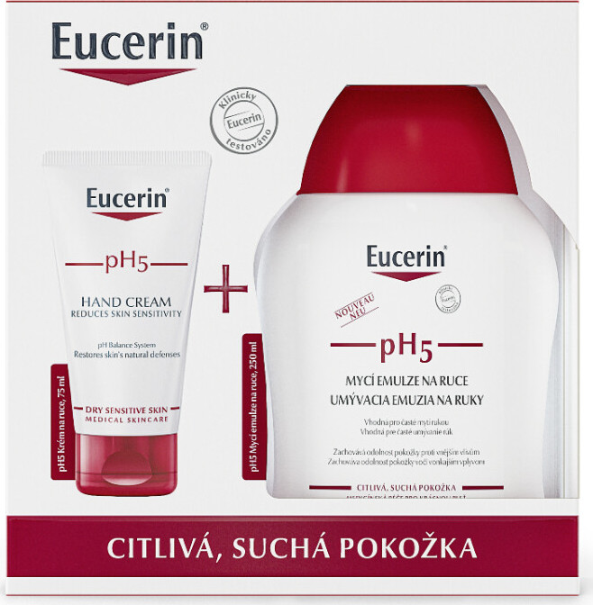 Eucerin pH5 reg. krém na ruce 75 ml + mycí emulze na ruce 250 ml dárková sada