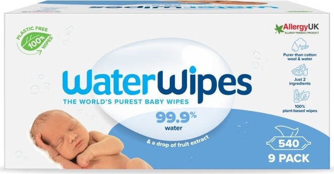 WaterWipes Dětské vlhčené ubrousky 100% bioodbouratelné 9x60ks