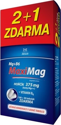 MaxiMag Hořčík 375mg+B6 tob.100+50