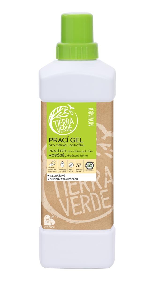 Tierra Verde Prací gel pro citlivou pokožku - 1 l - ideální pro ekzematiky