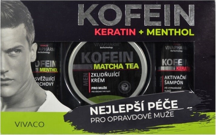 Vivapharm keratin a kofein Men sprchový gel 2v1 200 ml + krém 200 ml + šampon 200 ml dárková sada