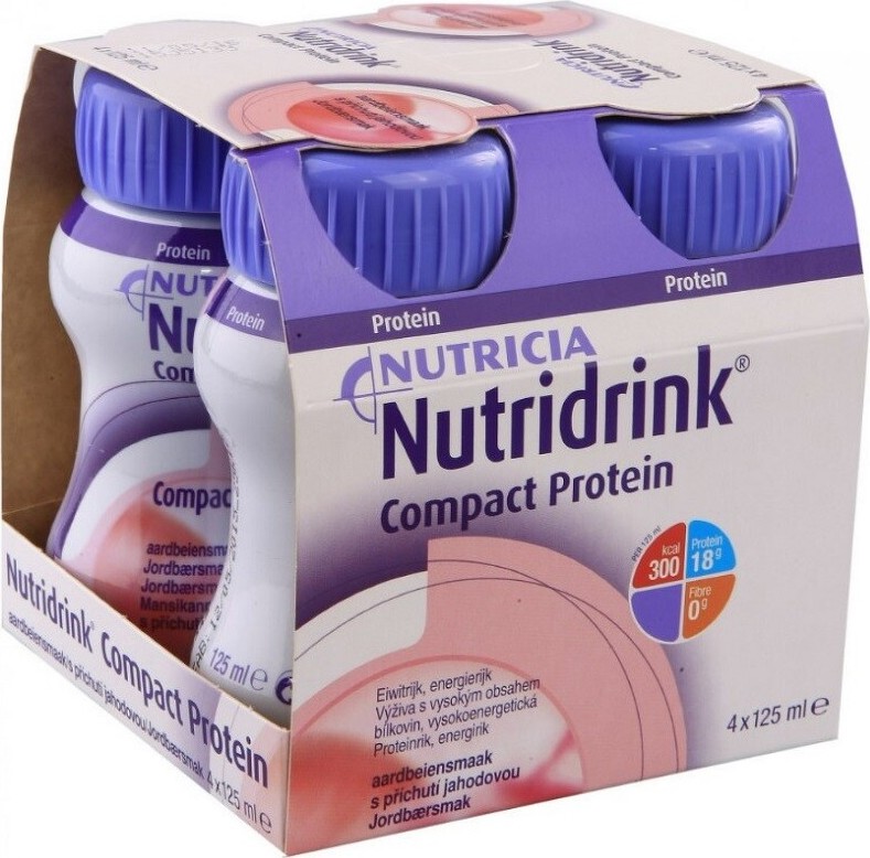 NUTRIDRINK COMPACT PROTEIN S PŘÍCHUTÍ JAHODOVOU POR SOL 4x125ML