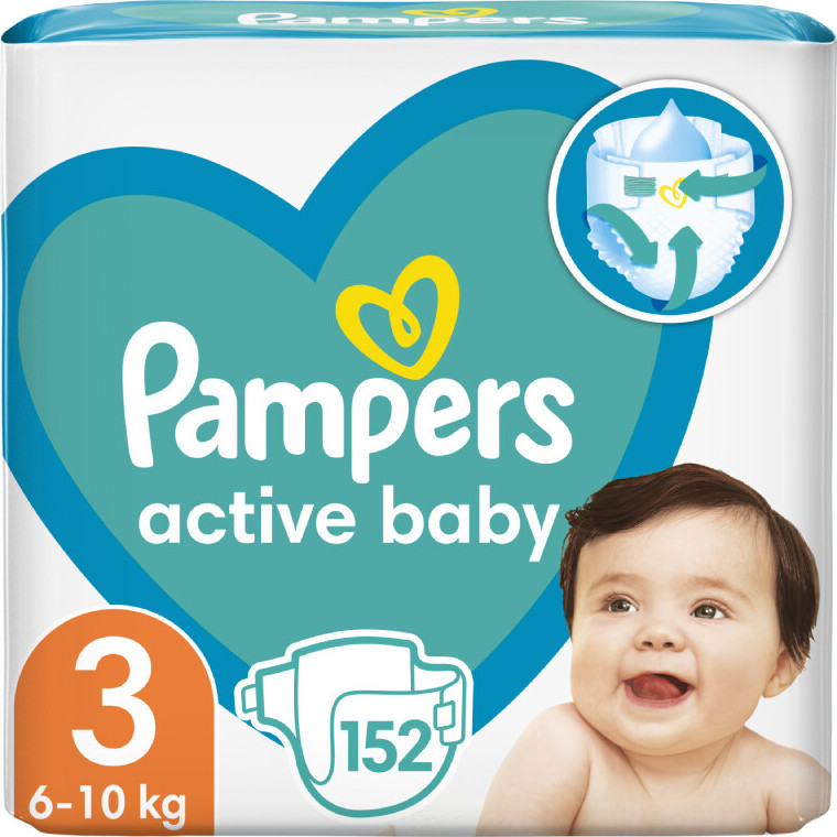 Pampers Active Baby velikost 3 6-10 kg Mega Box 152 ks