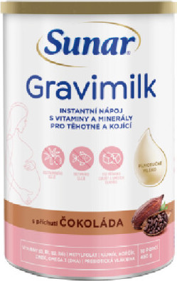 Sunar Gravimilk s příchutí čokoláda pro těhotné a kojící ženy 450 g