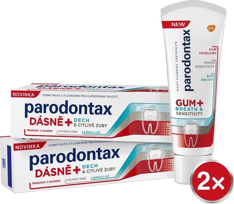 Parodontax Dásně + Dech & Citlivé zuby zubní pasta 75ml - balení 2 ks