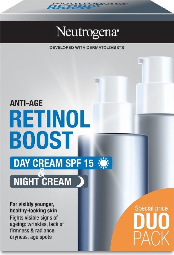 Neutrogena Retinol Boost denní pleťový krém Retinol Boost Day Cream SPF15 50 ml + noční pleťový krém Retinol Boost Night Cream 50 ml dárková sada