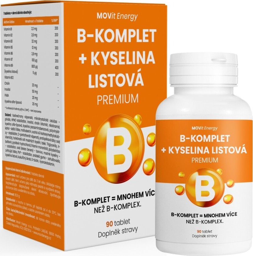 MOVit B-Komplet+Kyselina listová PREMIUM 90 tablet