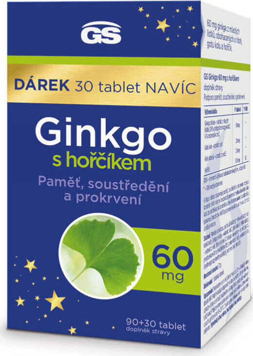 GS Ginkgo 60 mg s hořčíkem tbl.90+30 dárek