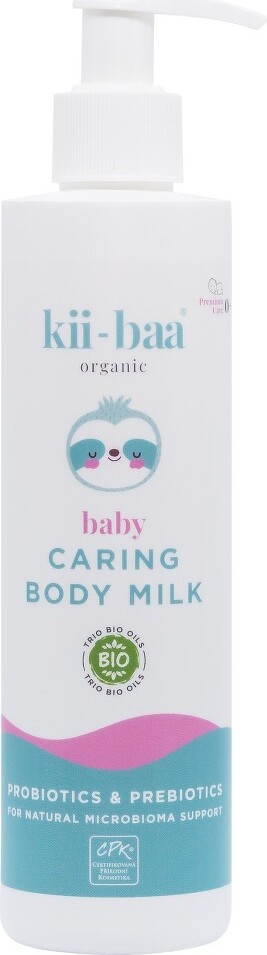 kii-baa organic Baby Caring Body Milk pečující tělové mléko s pro a prebiotiky pro děti od narození 250 ml