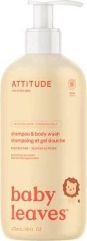 Attitude Baby leaves Dětské tělové mýdlo a šampon 2 v 1 s vůní hruškové šťávy 473 ml
