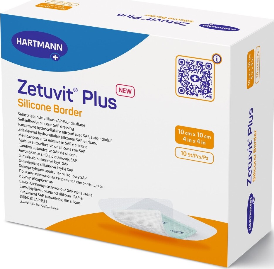 ZETUVIT PLUS SILICONE BORDER 10X10CM