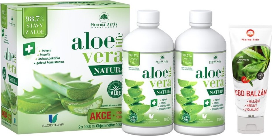 AloeVeraLife NATURA 2x1000ml + CBD balzám 100ml