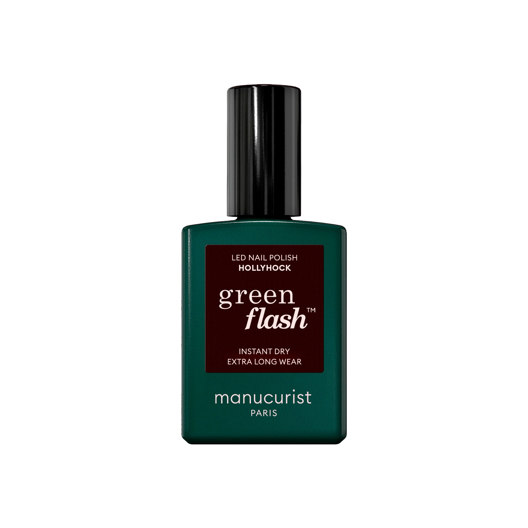 Manucurist Green Flash LED gel lak na nehty - HollyHock (15 ml) - tmavá bordó barva