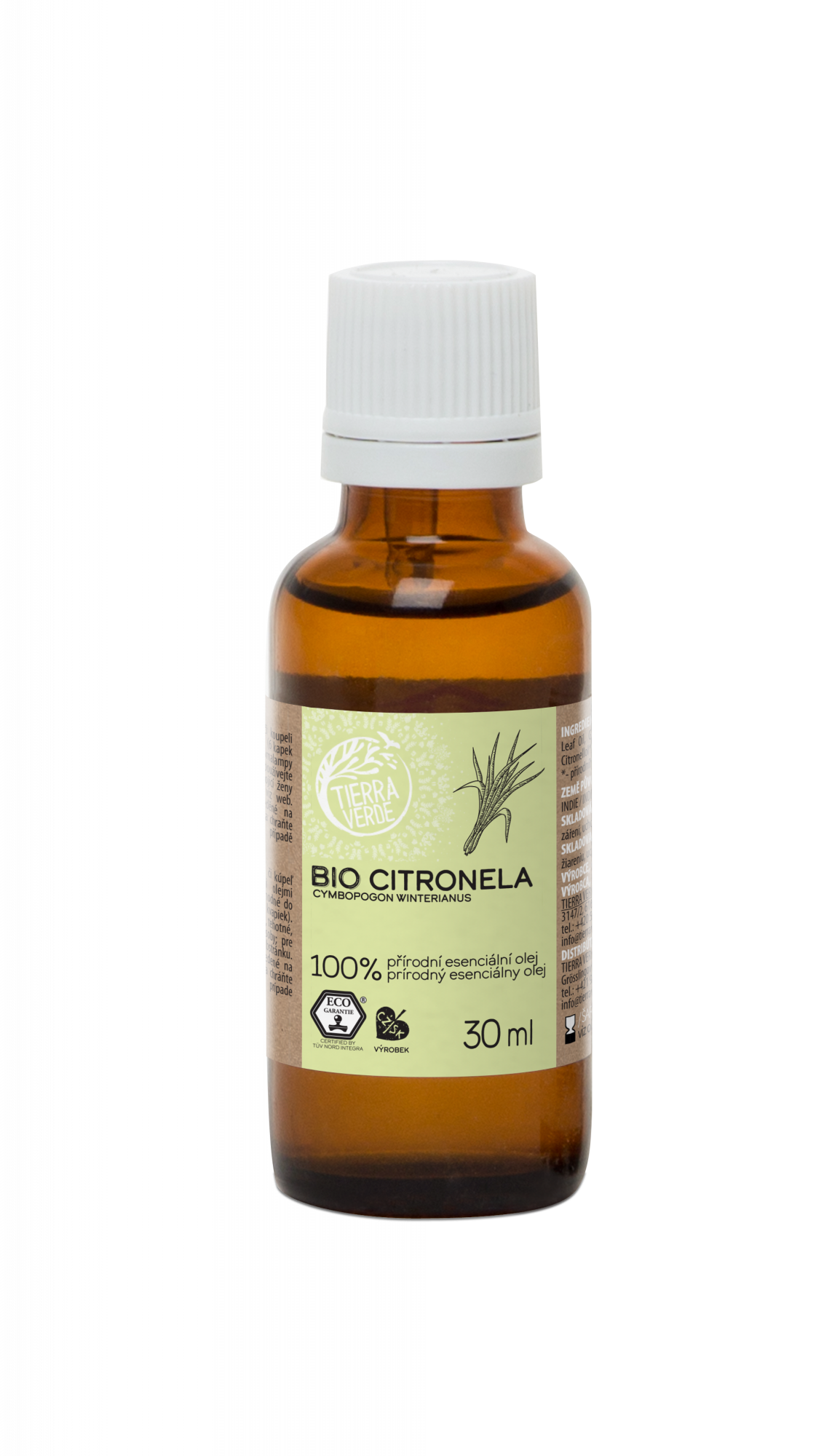 Tierra Verde Esenciální olej Citronela BIO - 30 ml - silné repelentní účinky