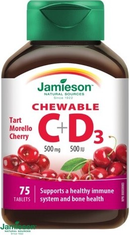 JAMIESON Vitamíny C a D3 třešeň cucací tbl.75