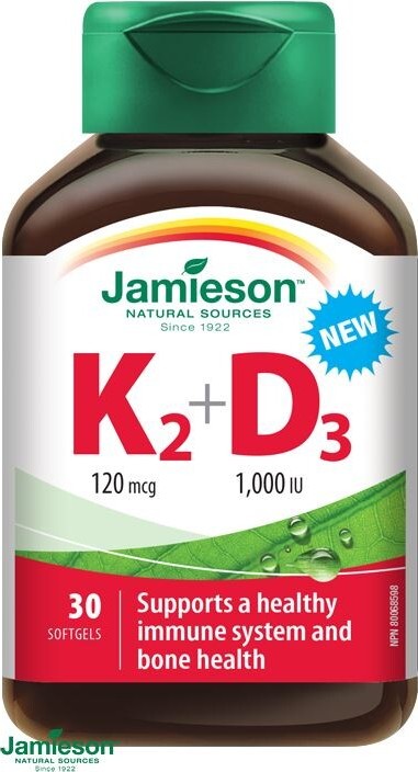 JAMIESON Vitamíny K2 120mcg a D3 1000 IU cps.30