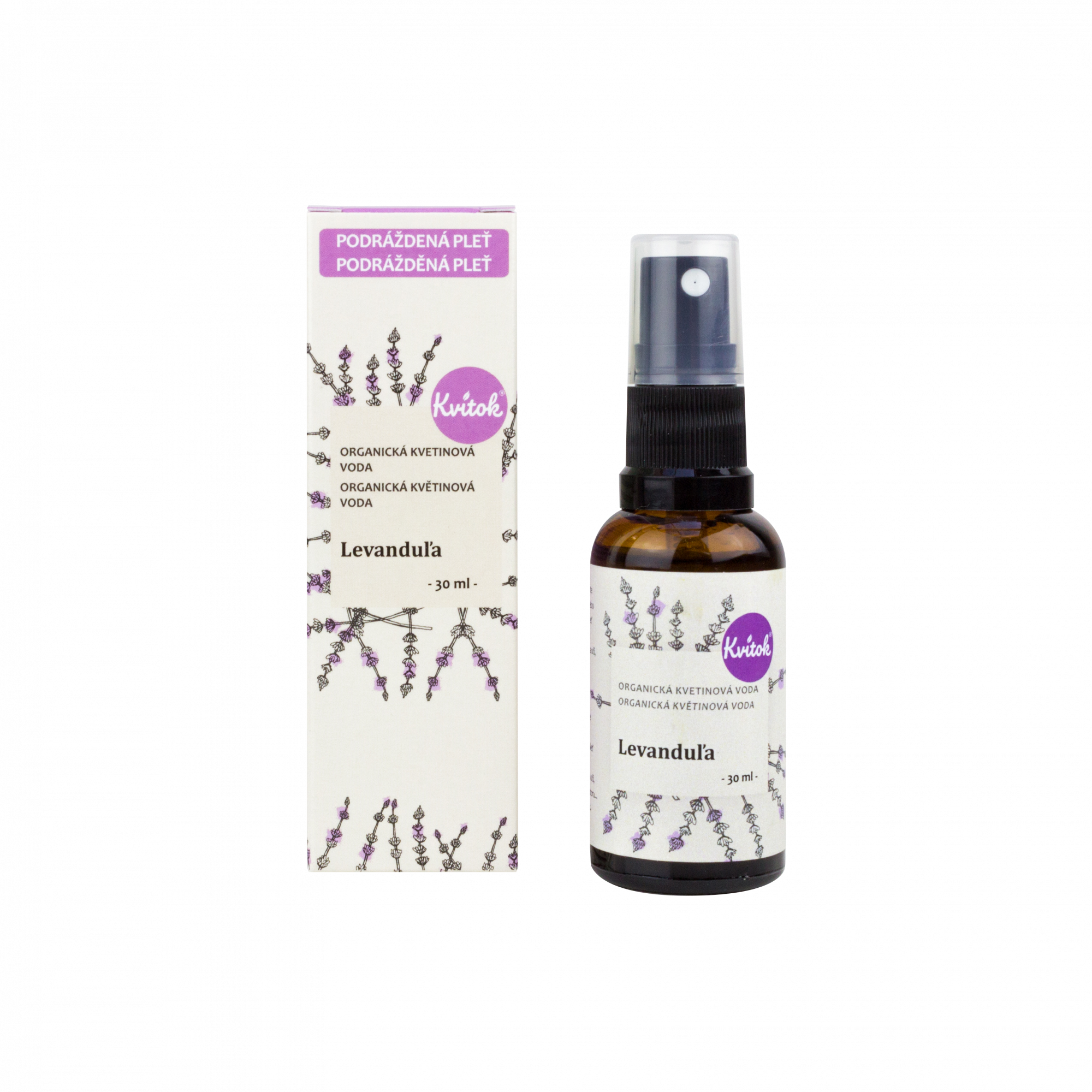 Kvitok Květová voda s rozprašovačem - levandule BIO (30 ml) - harmonizuje a zklidní