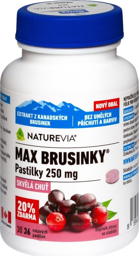 NatureVia Max brusinky pastilky tbl.30+6