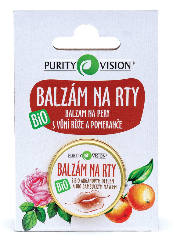 Purity Vision Balzám na rty BIO (12 ml) - s vůní růže a pomeranče